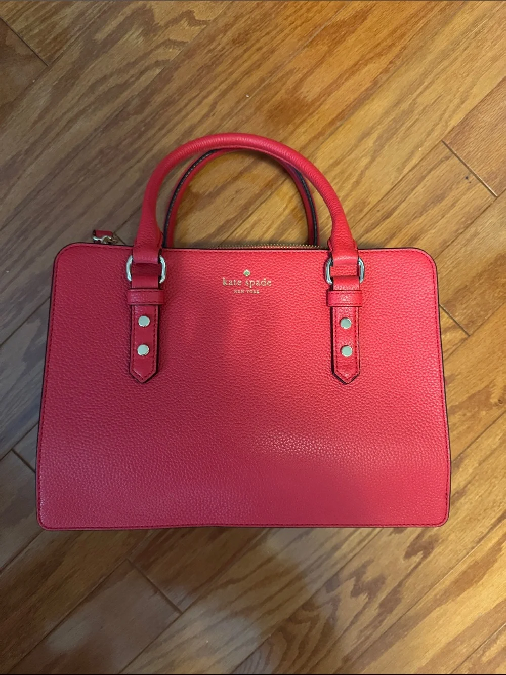 kate spade Red Pebbled Leather Double-Handle Satchel